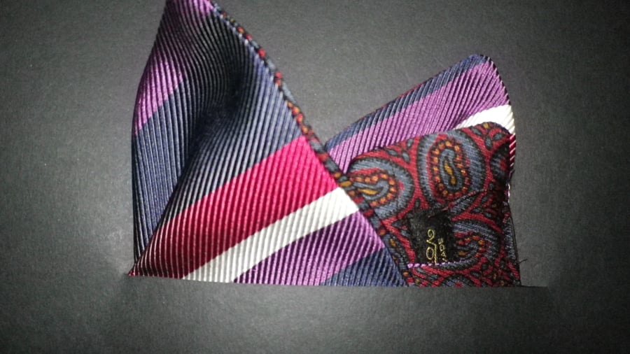 Puresilk reversible pocket square 25x25cm free shipping gift wrapped