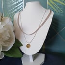 Soft grey layered ribbon sterling silver necklace