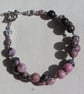 Pink & Black Rhodonite Gemstone Chakra Beaded Bracelet "Tranquil Rose" - Image 6
