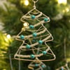 Set of Four Beaded Wire Christmas Tree Decorations - Turquoise