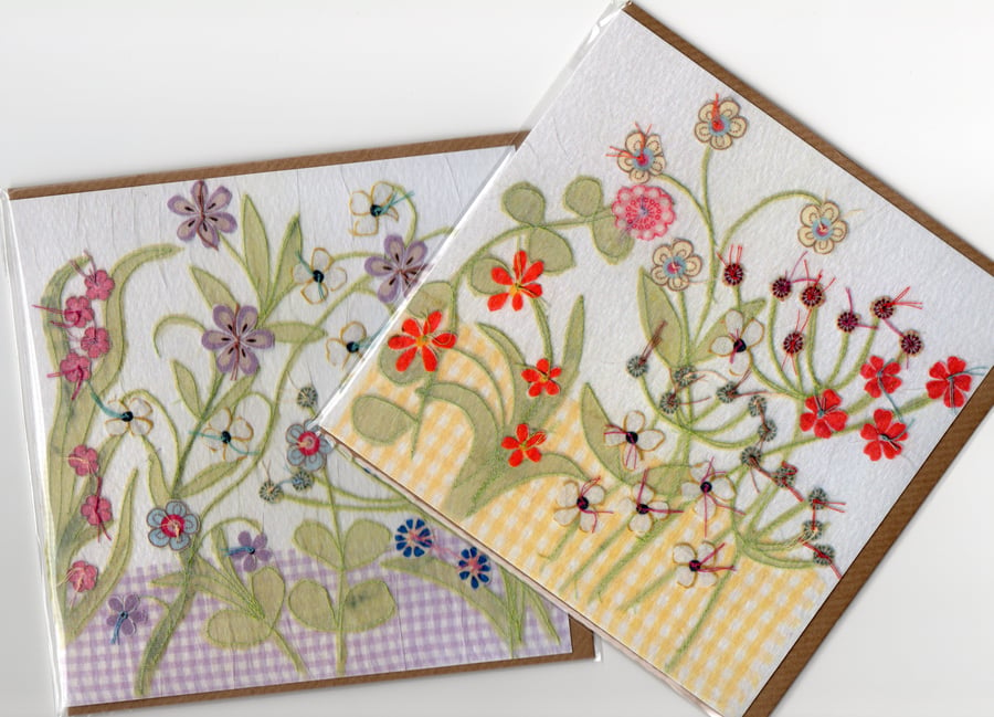 Flower Garden cards x 2 with free postage