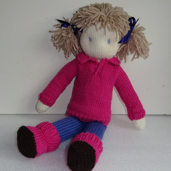 TOY DOLL KNITTING PATTERN - LULU IN TROUSERS