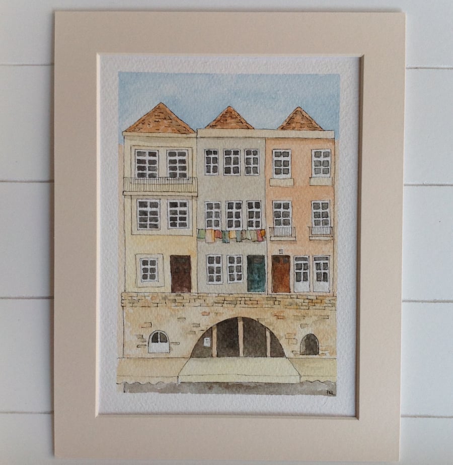 Ribeira, Porto original watercolour painting