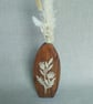 Hand Painted Wooden Vase Upcycled Dark Stained Stenciled Vase with Dried Flowers - Image 2