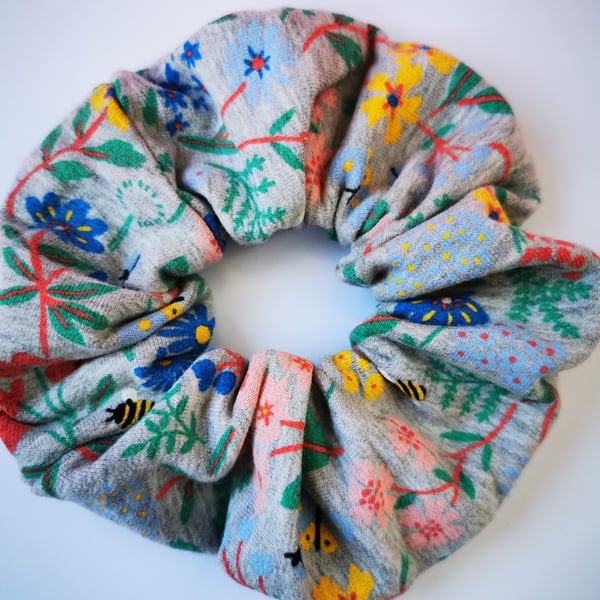 Bees and Flowers Scrunchie
