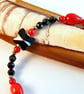 Red Bamboo Coral Bracelet With Black Spinel And Swarovski Butterfly - Image 6