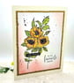 Birthday Card - handmade, yellow flowers, blank inside - Image 3
