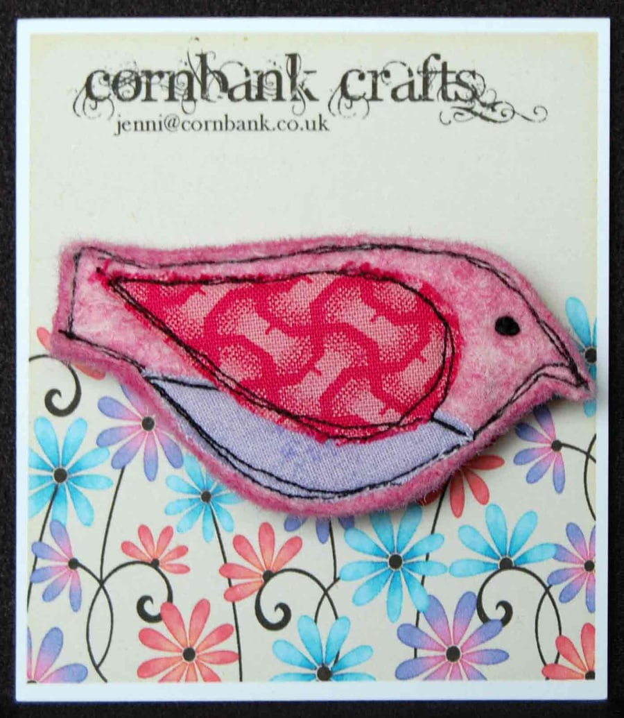 Felt and Fabric Bird Shaped Brooch