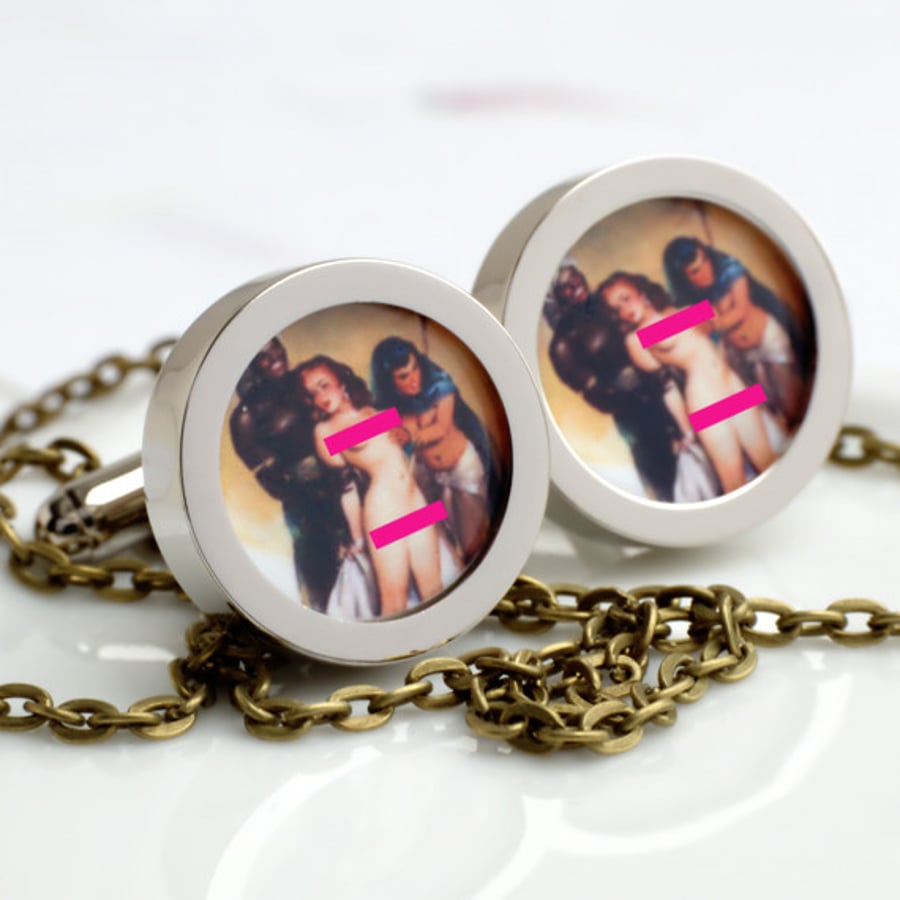 Naked Prisoner in Chains Illustrated Cufflinks
