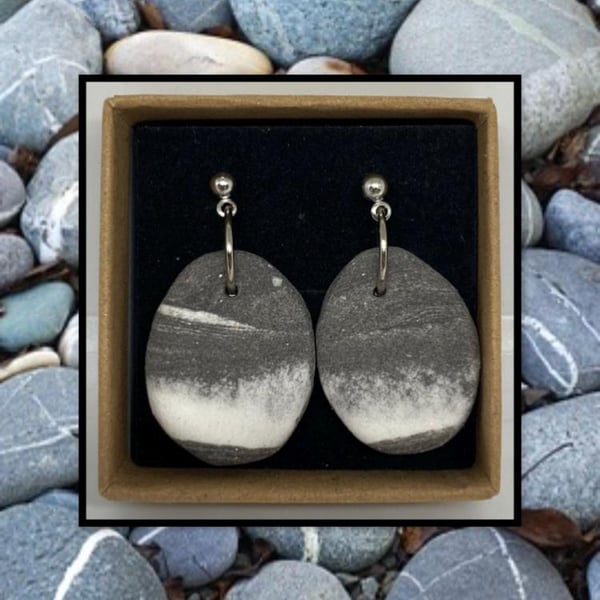 Beach stone light weight clay earrings