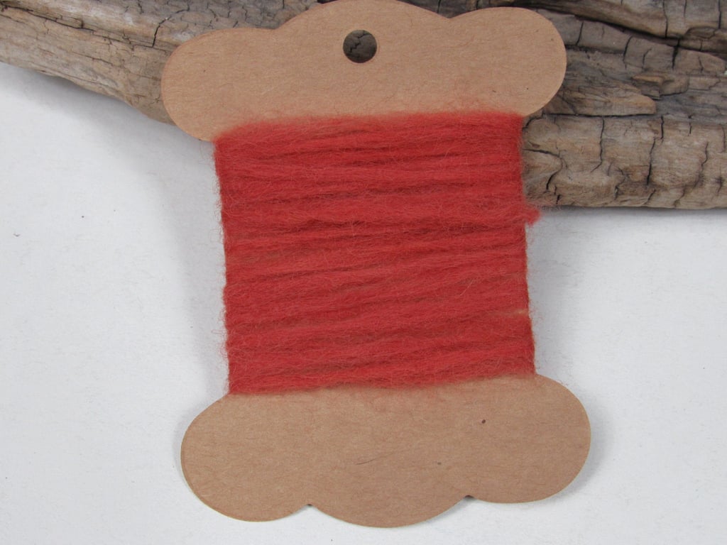 Hand Dyed Natural Dye Pure Wool Madder Red Couching Thread