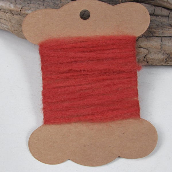 Hand Dyed Natural Dye Pure Wool Madder Red Couching Thread