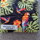Tropical Quilted Coin Purse with Parrot design