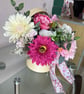 Small cream hatbox with flower arrangement  - Image 3