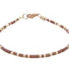 Rainbow Brown & Peach Seed Bead Stacking Anklet - Boho Fashion Anklet - 9" - 14"