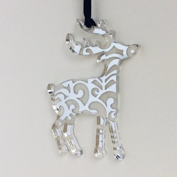 Silver mirrored reindeer - curls