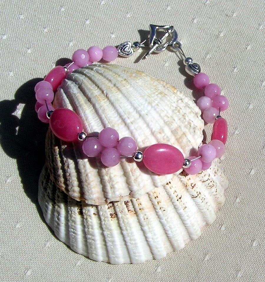Pink Morganite Gemstone Beaded Bracelet "Sweet Sundae"