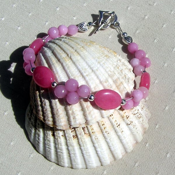 Pink Morganite Gemstone Beaded Bracelet "Sweet Sundae"