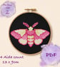Rosy Maple Moth counted cross stitch pattern emailed pdf