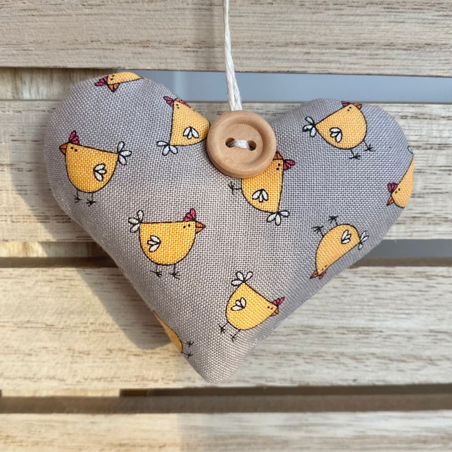 SALE ITEM - EASTER CHICK HEART - yellow and grey
