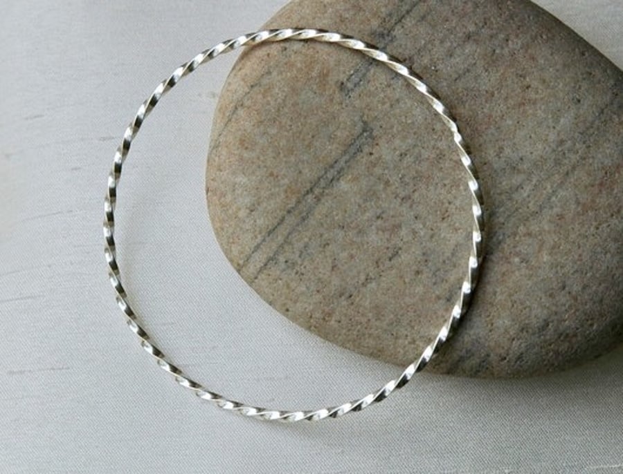 Twisted Sterling Silver Stacking Bangle