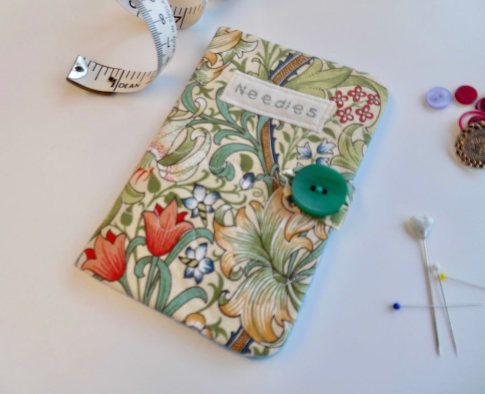 Sewing needle case in Golden Lily fabric