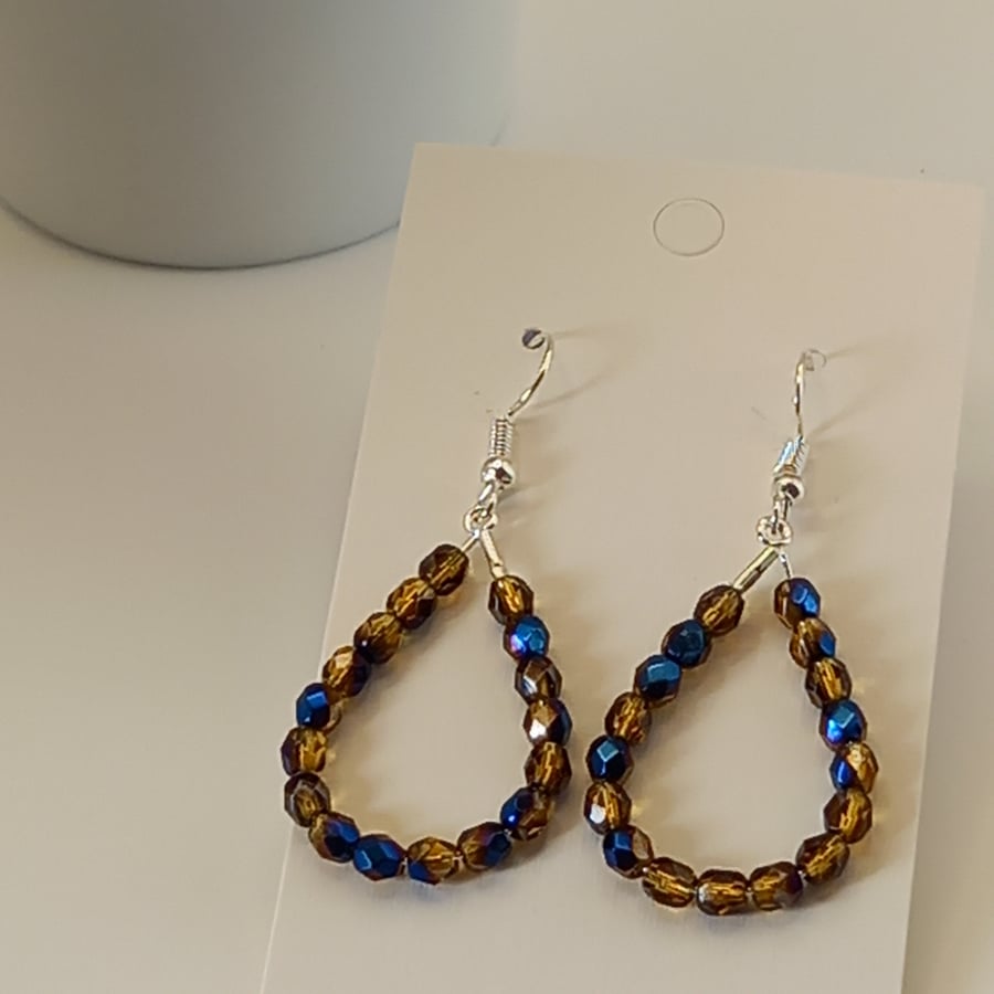 Fire polished glass loop earrings