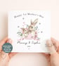 Personalised 1st Mother's Day Card Bunny Mummy & Baby Custom First Mother's Day 