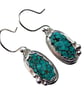 Turquoise Earrings Sterling Silver Jewellery Gift Oval Tibetan Gemstone - Image 1