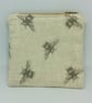  Coin Purse, grey bees on beige linen. - Image 2