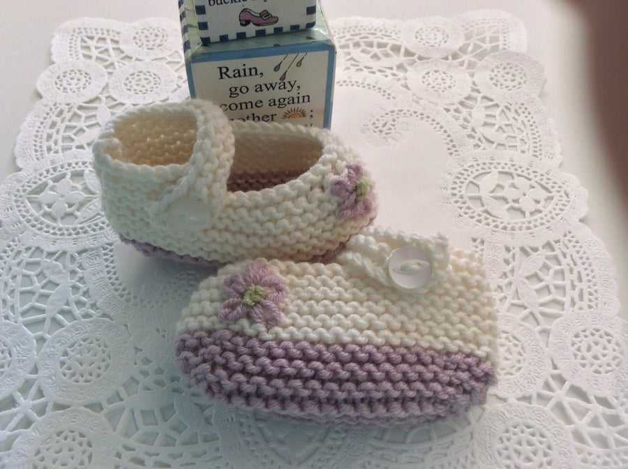 Hand Knitted Mary Jane Baby Shoes 