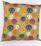 Hey, doll face!  bright colourful printed pattern cushion