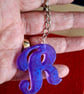 Purple resin initial R keyring - Image 1