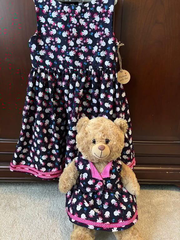 Child’s Snowman Dress and Matching Teddy Outfit