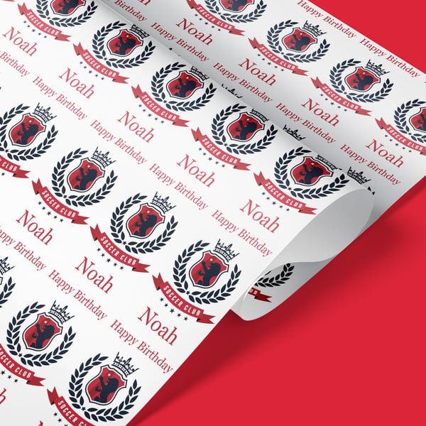 Personalised Your Football team crest wrapping paper