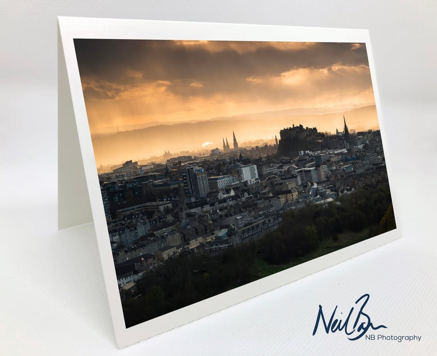 Edinburgh Castle from Arthurs Seat - Scotland Greeting Card by Neil Barr