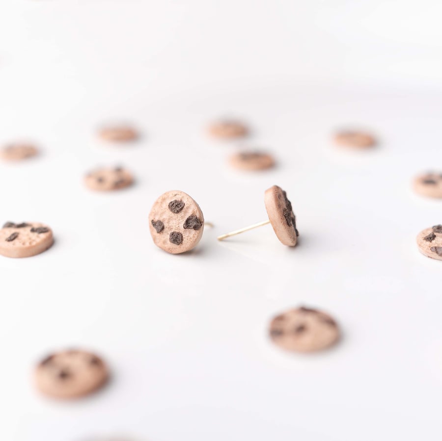 Handmade Cookie Stud Earrings Polymer Clay, Stainless Steel
