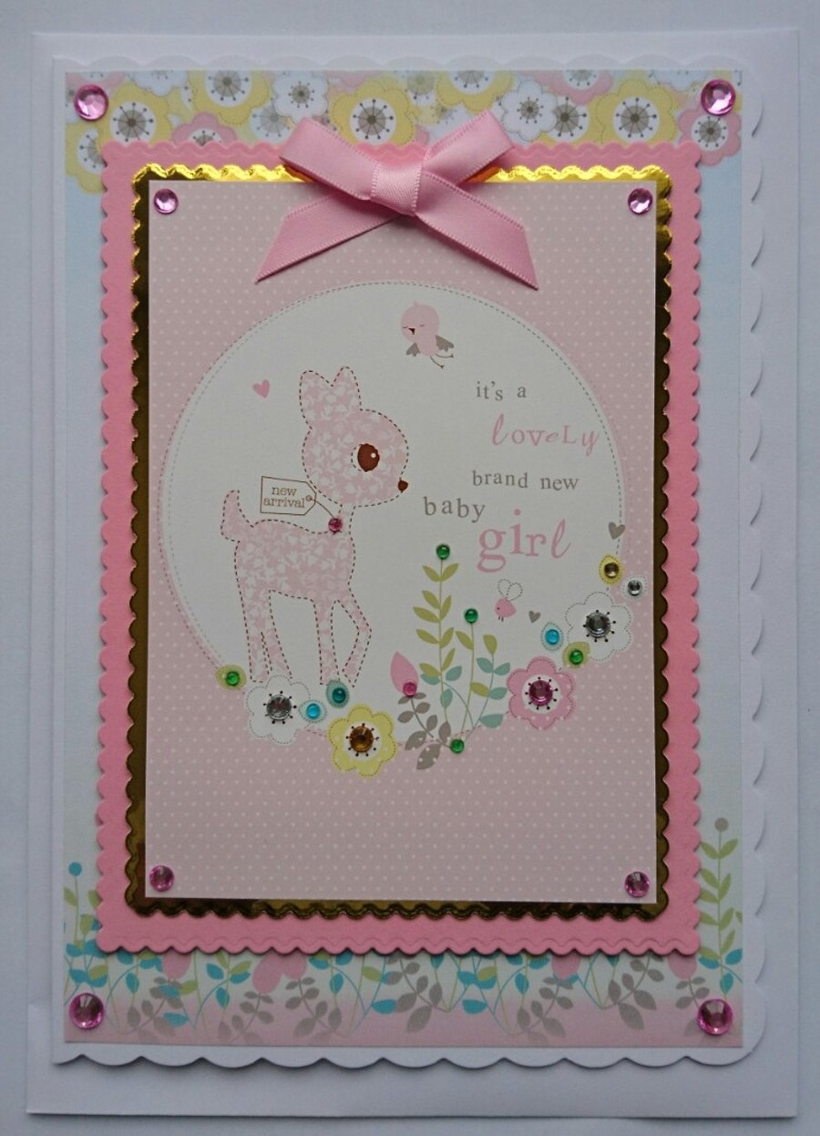New Baby Girl Card It's A Lovely Brand New Baby Girl Cute Deer New Arrival