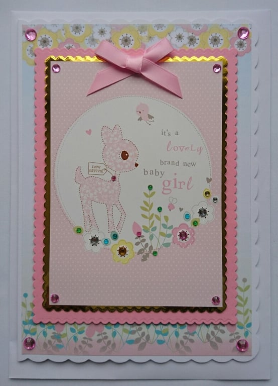 New Baby Girl Card It's A Lovely Brand New Baby Girl Cute Deer New Arrival