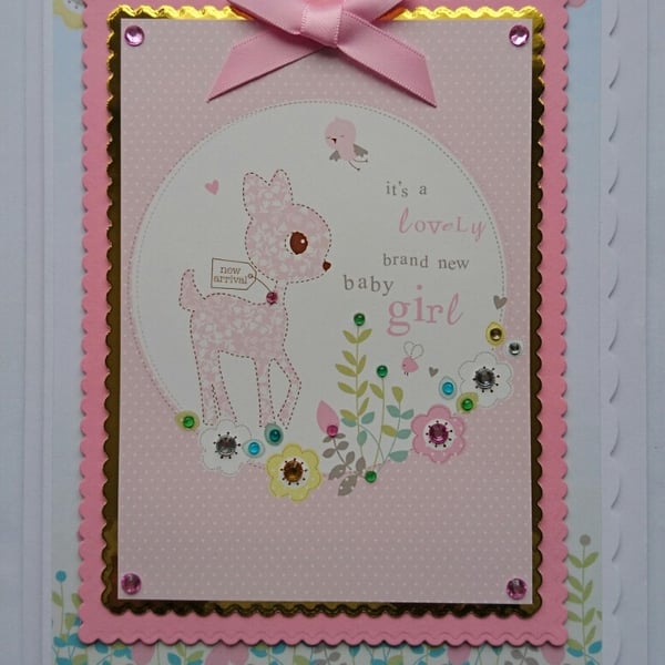 New Baby Girl Card It's A Lovely Brand New Baby Girl Cute Deer New Arrival