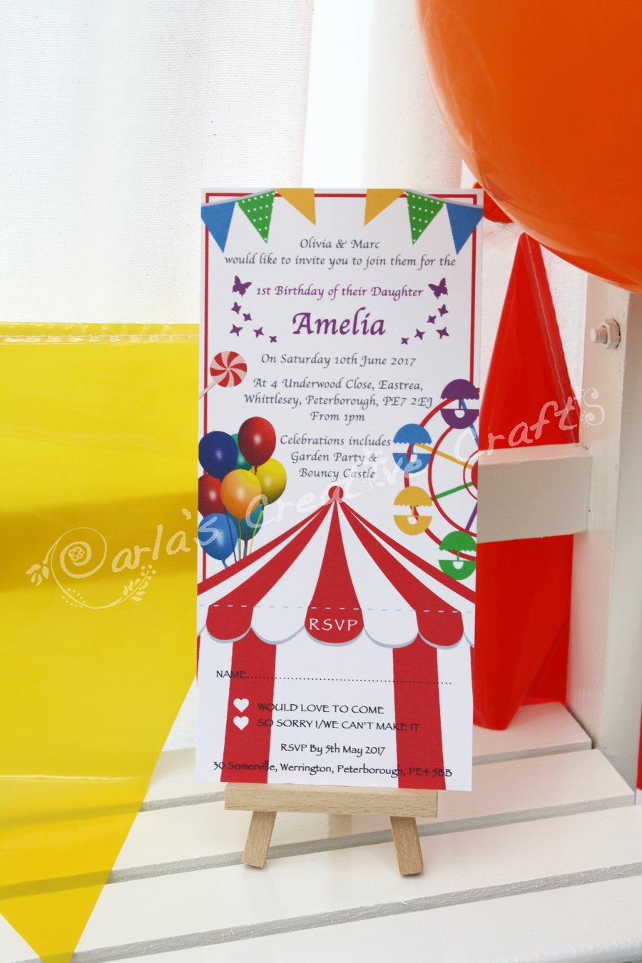 Personalised birthday invitations  - Funfair themed