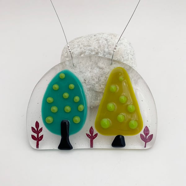 Seconds Sale - Small Woodland Hanging - Handmade Glass Suncatcher