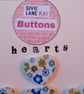 Set of Seven Heart Buttons – Blue and Green Floral Design - Image 3