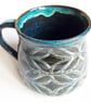 Mug - Large Hand Thrown Stoneware Ceramic Blue Glazed Mug  - Image 2