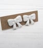 White Glitter bow earrings, stud or huggie hoops - Image 4