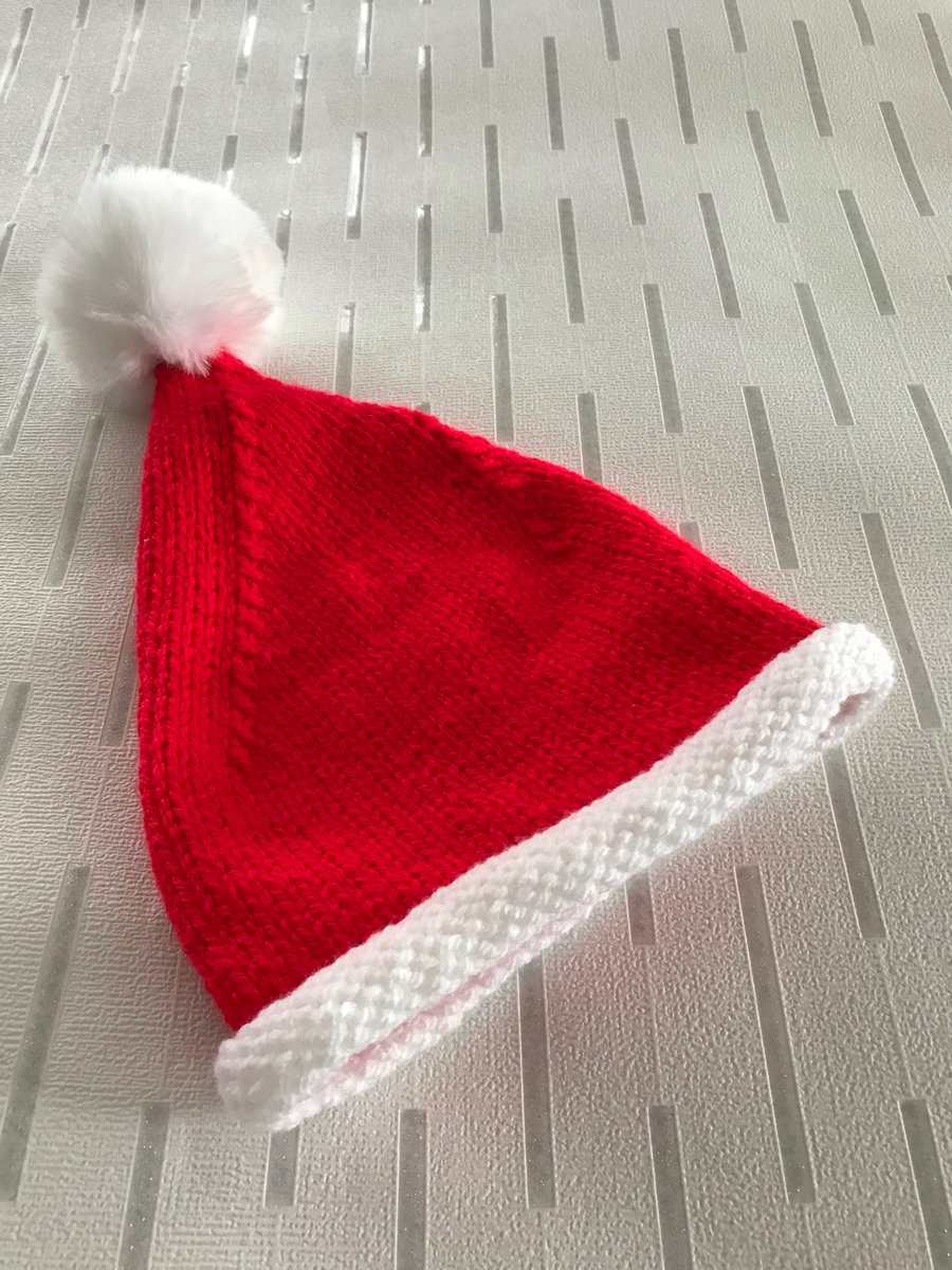 Santa hat with fur pompom