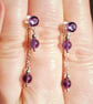 Amethyst 925 Sterling Silver Double Drop Stud Earring - Image 5