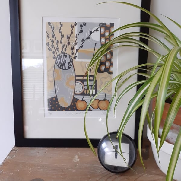 Radio and Spots - Limited edition original handmade linocut print