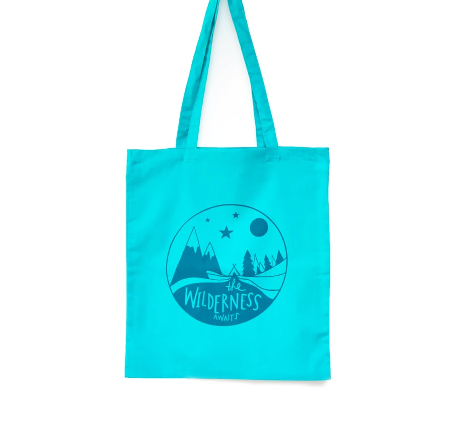 The wilderness tote bag , Mountain bag, Adventure canvas bag