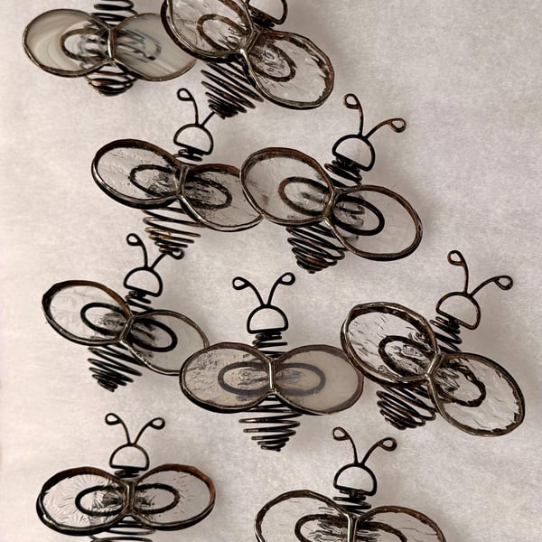 Bumble bees with stained glass wings